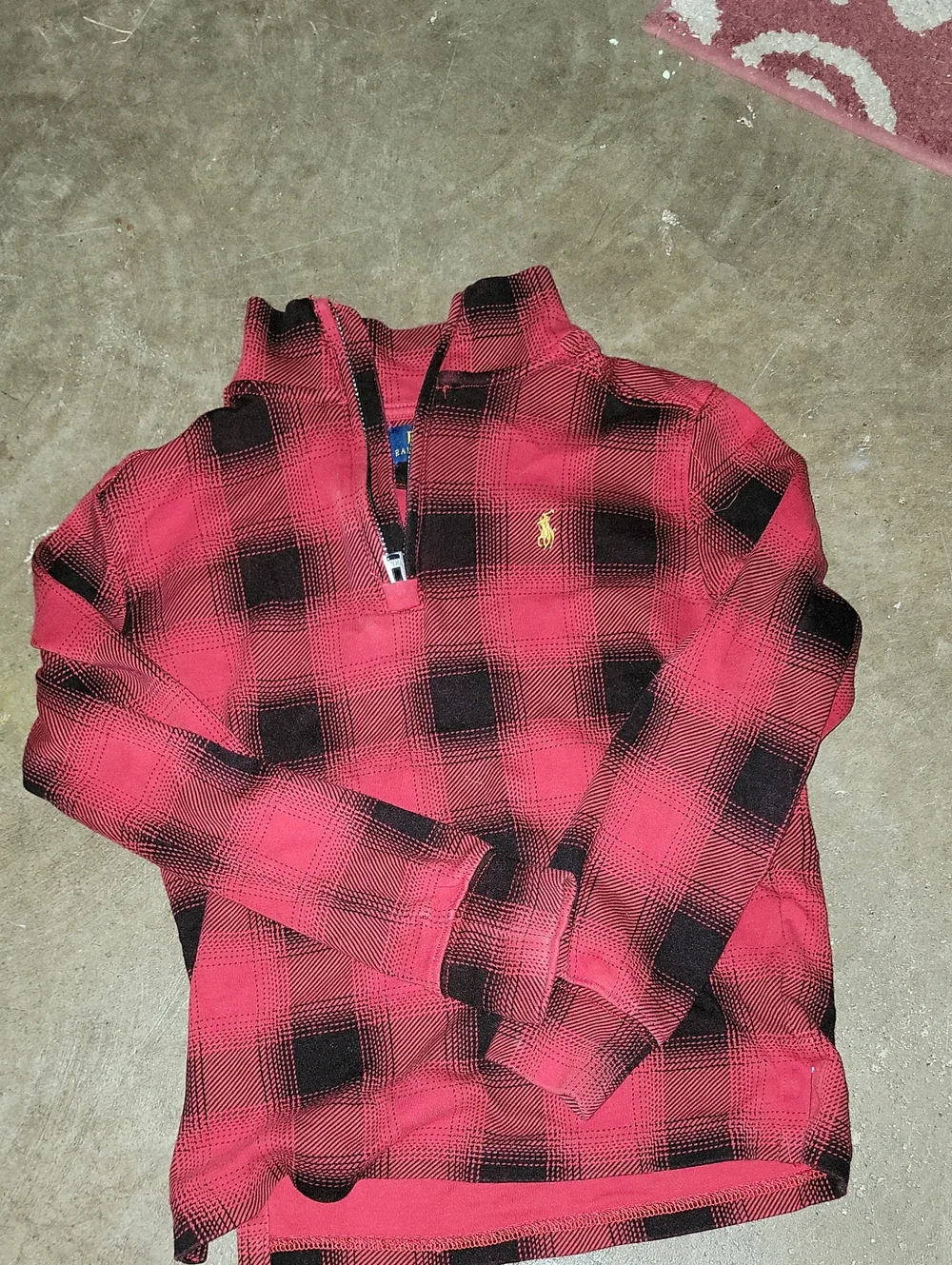 Ralph Lauren Red Plaid Quarter-Zip Sweater